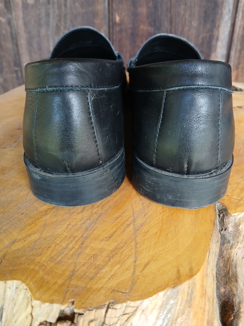 Classic Massimo Dutti Black and White Men’s Leather Penny Loafers - Picture 4 of 6